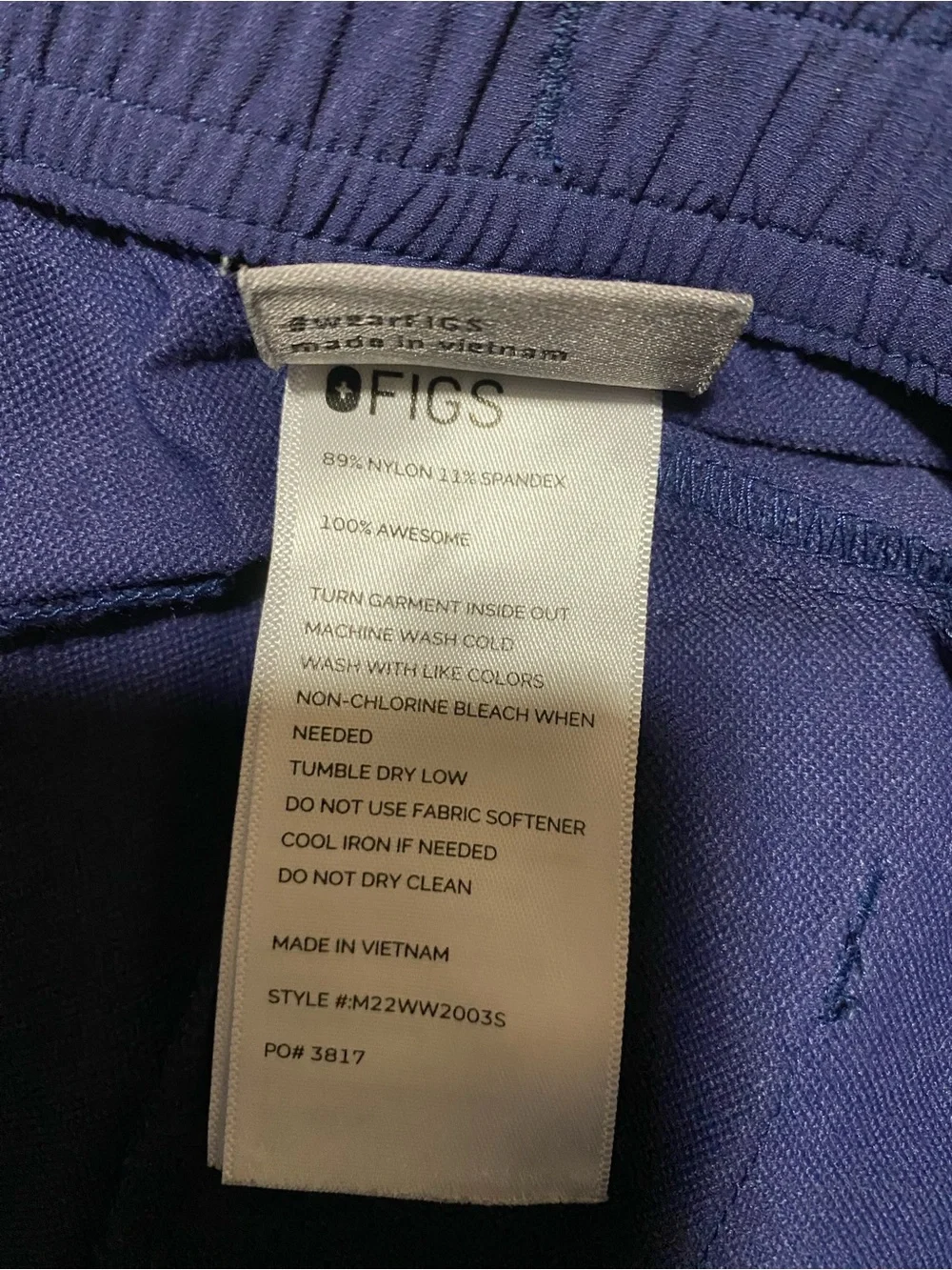 Men’s FIGS PRO Tailored Trouser Technical Scrub Pants Navy Blue Large Short